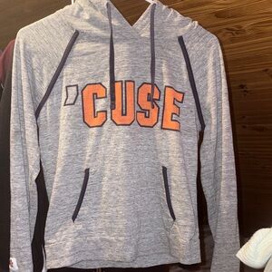 PINK Victoria's Secret Men's Gray Hoodie with Orange 'CUSE Logo